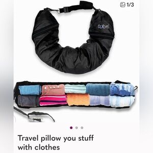 Black Travel Pillow with Storage